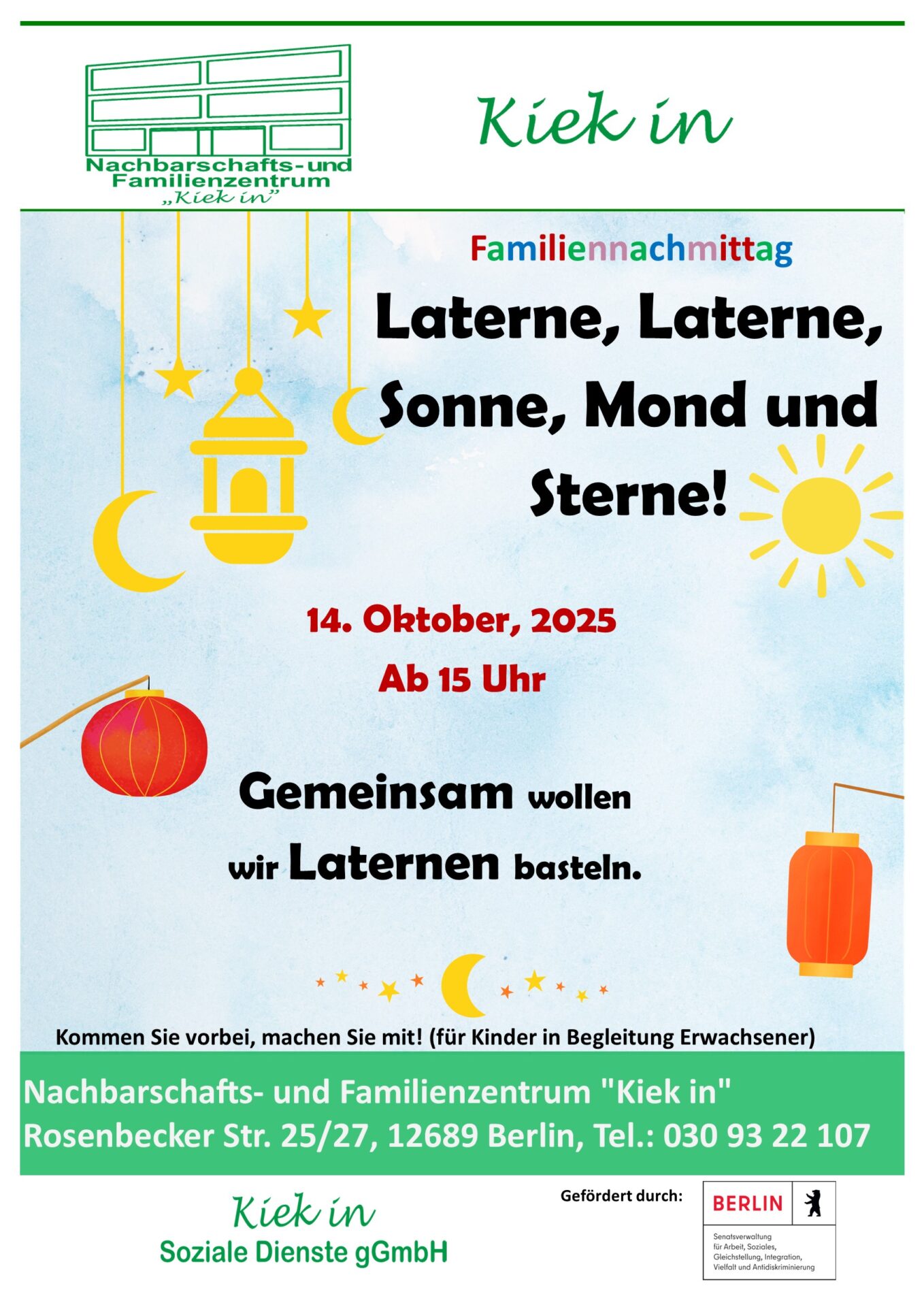 Laternenbasteln mit "Kiek in