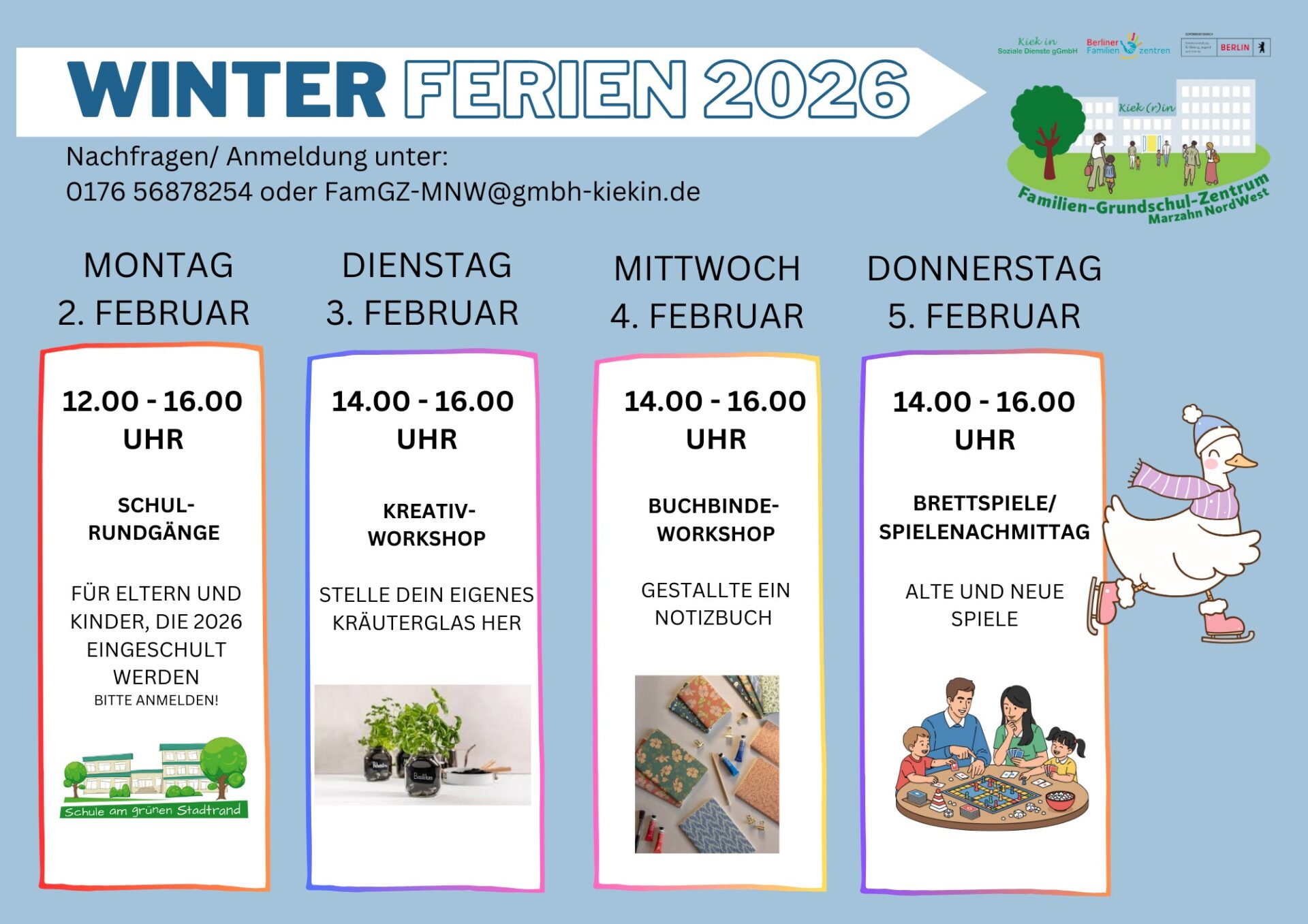 Winterferienprogramm 2026 Familien-Grundschul-Zentrum